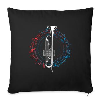 Trumpet Instrument Musical Note Circular Music - Sofakissenbezug 45 x 45 cm - Schwarz - Vorne