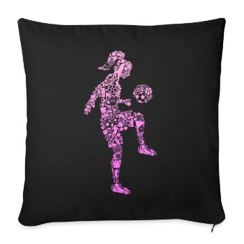 Football filles footballeur dames - Housse de coussin décorative 45 x 45 cm - noir - Devant