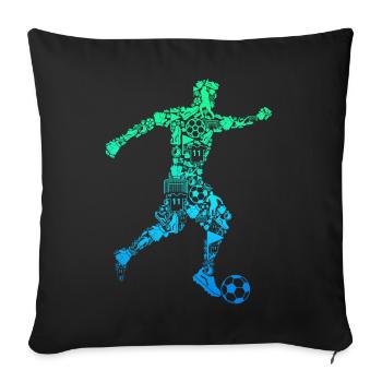 Footballeur Garçons Enfants - Housse de coussin décorative 45 x 45 cm - noir - Devant