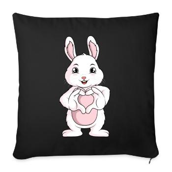 Lapins Amour lapin lapin fille - Housse de coussin décorative 45 x 45 cm - noir - Devant