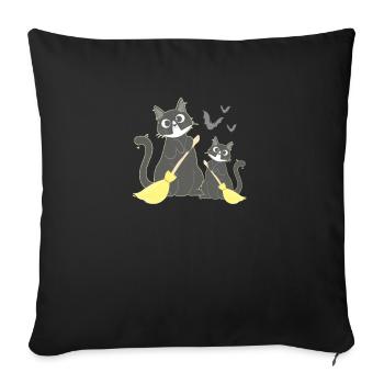 Cat Witches Kawaii Halloween - Sofa pillowcase 17,3'' x 17,3'' (45 x 45 cm) - black - Front