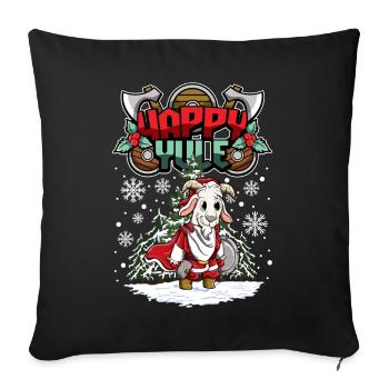 Happy Yule Viking Christmas Goat - Sofakissenbezug 45 x 45 cm - Schwarz - Vorne