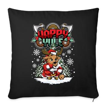 Happy Yule Viking Christmas Deer Stag - Sofakissenbezug 45 x 45 cm - Schwarz - Vorne