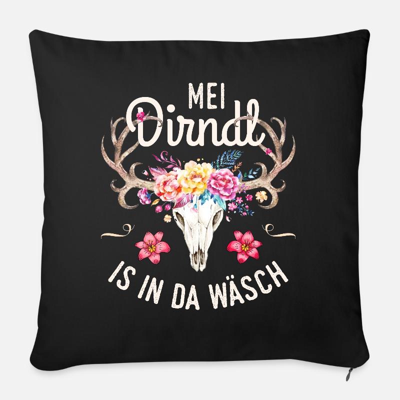 Mei Dirndl is in da Wäsch T-Shirt - Sofakissenbezug 45 x 45 cm - Schwarz