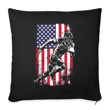Football Running Wide Receiver USA Flag - Sofa pillowcase 17,3'' x 17,3'' (45 x 45 cm) - black - Front