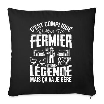 Fermier De Légende Humour Agriculture Cadeau - Housse de coussin décorative 45 x 45 cm - noir - Devant