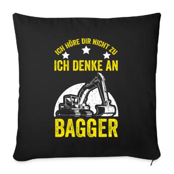 Baggern Baggerfahrer Bagger - Sofakissenbezug 45 x 45 cm - Schwarz - Vorne