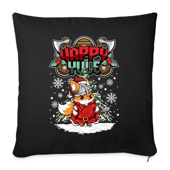 Happy Yule Viking Christmas Fox - Sofakissenbezug 45 x 45 cm - Schwarz - Vorne