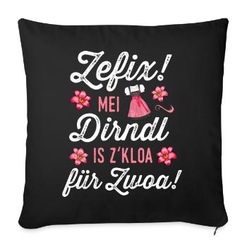 Mei Dirndl is z kloa für Zwoa Tracht Schwangere - Sofakissenbezug 45 x 45 cm - Schwarz - Vorne