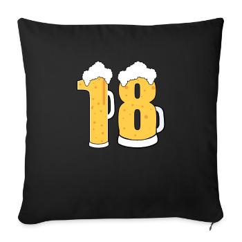 18 ans nombre anniversaire de bière décoration - Housse de coussin décorative 45 x 45 cm - noir - Devant