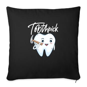 Dentiste Dentiste Dentiste Dentist Dents Cadeau - Housse de coussin décorative 45 x 45 cm - noir - Devant