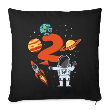Astronaut anniversaire 2 ans - Housse de coussin décorative 45 x 45 cm - noir - Devant