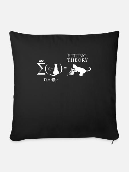String Theory Cat And Yarn Sarcastic Science Humor - Sofakissenbezug 45 x 45 cm - Schwarz