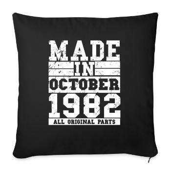 1982 Birthday October Vintage Saying - Sofa pillowcase 17,3'' x 17,3'' (45 x 45 cm) - black - Front