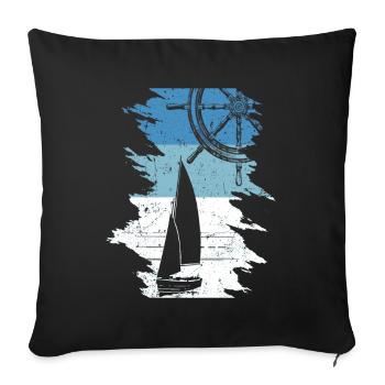 Sailboat Sailing Boat Steering Wheel Boat Sailor - Sofa pillowcase 17,3'' x 17,3'' (45 x 45 cm) - black - Front