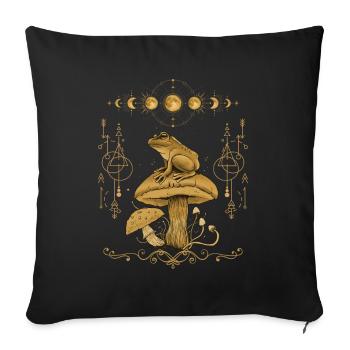 Dark Academia Cottagecore Goblincore Frog - Sofa pillowcase 17,3'' x 17,3'' (45 x 45 cm) - black - Front