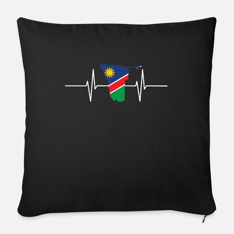 Namibia Herzschlag Flagge Vintage Namibia - Sofakissenbezug 45 x 45 cm - Schwarz
