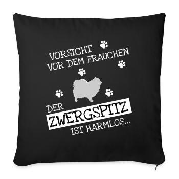 Mein Zwergspitz ist mehr als perfekt - Sofakissenbezug 45 x 45 cm - Schwarz - Vorne