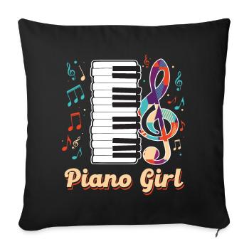 Piano Girl Piano Musical Note Piano Keys Pianist - Sofa pillowcase 17,3'' x 17,3'' (45 x 45 cm) - black - Front