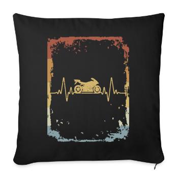 Vintage Heartbeat Motorbike - Sofa pillowcase 17,3'' x 17,3'' (45 x 45 cm) - black - Front