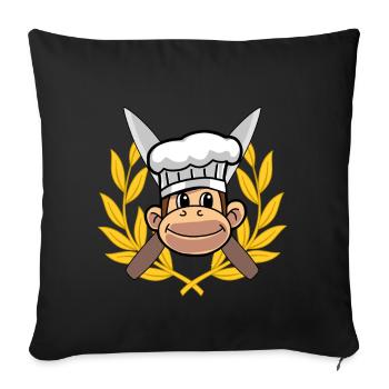 Cook Cook Gourmet Monkey Chef Hobby Chef - Sofa pillowcase 17,3'' x 17,3'' (45 x 45 cm) - black - Front