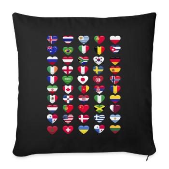 Drapeaux nationaux Drapeaux nationaux Forme du cœur - Housse de coussin décorative 45 x 45 cm - noir - Devant
