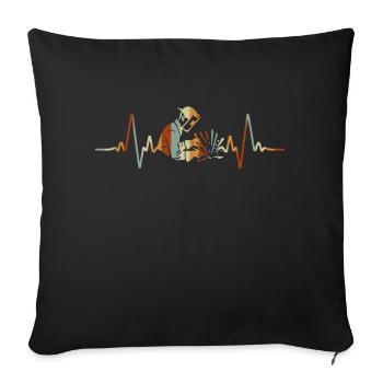 Soudeur rétro coeur de soudure Métallurgie Soudage - Housse de coussin décorative 45 x 45 cm - noir - Devant