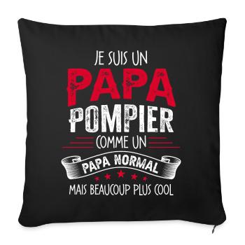 Papa Pompier Humour Cadeau De Noël Personnalisé - Housse de coussin décorative 45 x 45 cm - noir - Devant