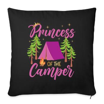 Camping Family Tent Cute Princess - Sofa pillowcase 17,3'' x 17,3'' (45 x 45 cm) - black - Front
