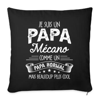 Papa Mécano Humour Cadeau De Noël Personnalisé - Housse de coussin décorative 45 x 45 cm - noir - Devant