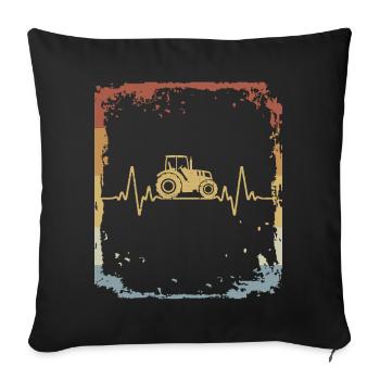 Tracteur Herzschlag Retro Bauer tracteur tracteur - Housse de coussin décorative 45 x 45 cm - noir - Devant