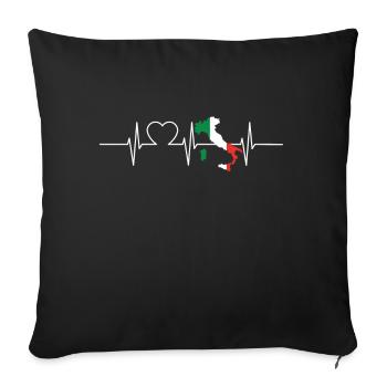Italy Heartbeat Flag Vintage Italy - Sofa pillowcase 17,3'' x 17,3'' (45 x 45 cm) - black - Front