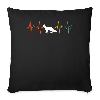 Retro Fox Heartbeat - Sofakissenbezug 45 x 45 cm - Schwarz - Vorne