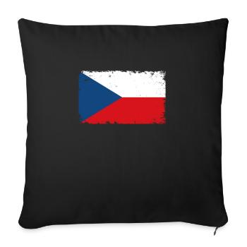 Tschechien Herzschlag Flagge Vintage Tschechien - Sofakissenbezug 45 x 45 cm - Schwarz - Vorne