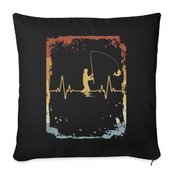 Vintage Heartbeat Fisherman - Sofa pillowcase 17,3'' x 17,3'' (45 x 45 cm) - black - Front