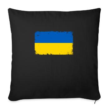 Ukraine Heartbeat Flag Vintage Ukraine - Housse de coussin décorative 45 x 45 cm - noir - Devant