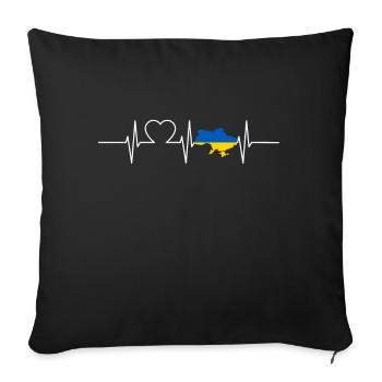 Ukraine Heartbeat Flag Vintage Ukraine - Housse de coussin décorative 45 x 45 cm - noir - Devant