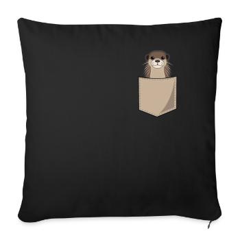 Loutre loutre dans la poche de poitrine Print Zoo Cadeau - Housse de coussin décorative 45 x 45 cm - noir - Devant