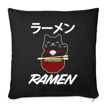 Ramen Manga Cat Anime Noodles Japanese Gift - Sofa pillowcase 17,3'' x 17,3'' (45 x 45 cm) - black - Front