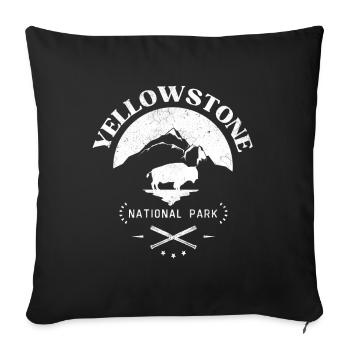 Yellowstone National Park Vintage Bison Hiking - Sofa pillowcase 17,3'' x 17,3'' (45 x 45 cm) - black - Front