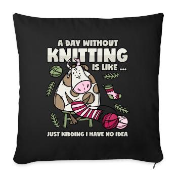 Stricken Spruch Strickende Kuh Urban Knitting - Sofakissenbezug 45 x 45 cm - Schwarz - Vorne