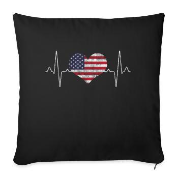 USA America Heartbeat - Sofa pillowcase 17,3'' x 17,3'' (45 x 45 cm) - black - Front