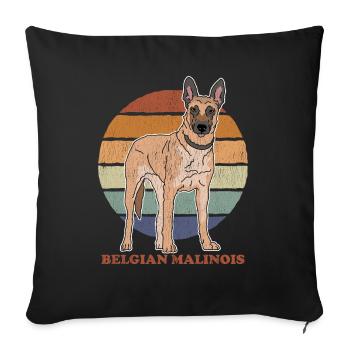 Malinois Cadeau Chien de Berger Belge - Housse de coussin décorative 45 x 45 cm - noir - Devant