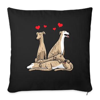 Galgo Español Chien Lévrier Espagnol - Housse de coussin décorative 45 x 45 cm - noir - Devant