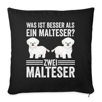 Zwei Malteser Hund Malteser - Sofakissenbezug 45 x 45 cm - Schwarz - Vorne
