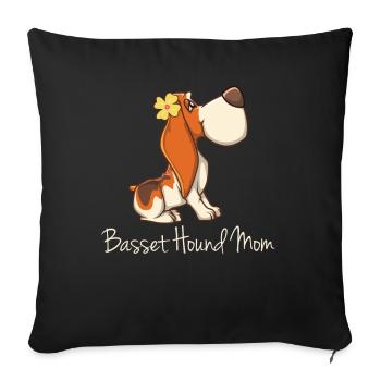 Basset Hound Mom Mistress Dog Owner Gift - Sofa pillowcase 17,3'' x 17,3'' (45 x 45 cm) - black - Front