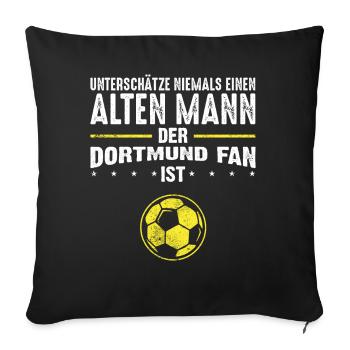 Dortmund Fan Dortmunder Fußball - Sofakissenbezug 45 x 45 cm - Schwarz - Vorne