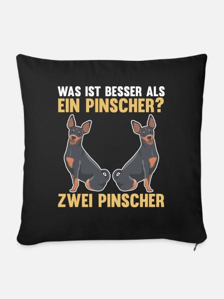 Zwei Pinscher Hund Pinscher - Sofakissenbezug 45 x 45 cm - Schwarz