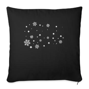 Étoiles blanches et flocons de neige - Housse de coussin décorative 45 x 45 cm - noir - Devant