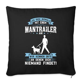 Suchhund Findehund Fährtenhund Mantrailer - Sofakissenbezug 45 x 45 cm - Schwarz - Vorne